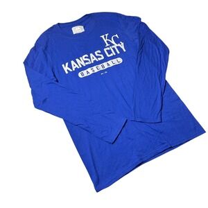 NEW Kansas City Royals T Shirt Mens S Blue Majestic MLB Baseball Long Sleeve Tee